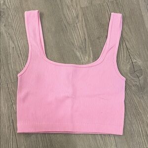 Zara Pink Ribbed Crop Tank Top